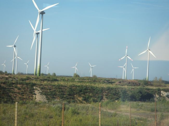 風力発電の風車が無数にあった。