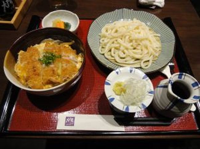 ミニカツ丼とうどんのセット<br /><br />帰国前日のランチでやっとうどんにありつけました！<br />プレオープン中だったので、前日までうどん・そばのメニューは<br />提供されてなかったんですが<br />この日、ようやく解禁だったようです。<br /><br /><br />ホント体調を崩していたので<br />大戸屋さんに助けられました。<br />ここがあったので、10日間乗り切れたような…<br />元気だったらもっと現地のグルメを食べ歩きたかったんですが<br />そういうわけにもいかなかったのでホントありがたかったです。