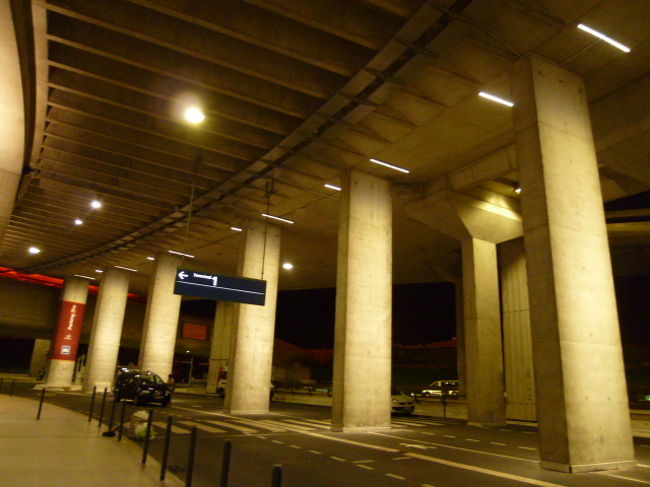 行きの飛行機は大幅遅延。<br />さすがに出だしがこれでは疲れる。<br />疲労困憊状態ですが、シャルルドゴール空港を出て、この光景はちょっとおやっという感じです。<br /><br />列柱がほの暗い中照らされて独特の神殿のような感じに。