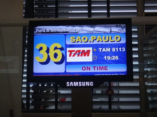メキシコ・シティ19:25発　JJ8113便（TAM航空）<br />ブラジルサンパウロ翌日7:10着予定<br /><br />