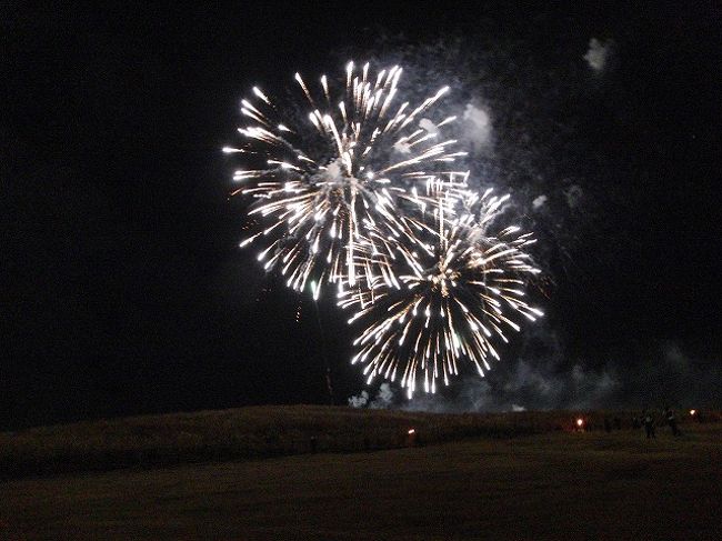 暗くなったところで、花火打ち上げ。