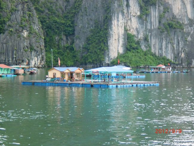 海上にすむ一族の集落です。ここには学校も銀行もあります。台風がきたら陸上に避難するそうです。<br /><br />よーくみたら「ドルフィン」の看板を発見!<br />イルカ飼ってるのかしら・・・？？