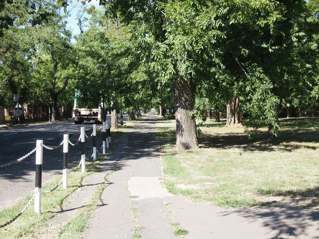 公園の中を突き抜けると　早いそうですが　慣れていないと迷うからと、書いてもらって地図を参考に　公園に沿って歩きます。