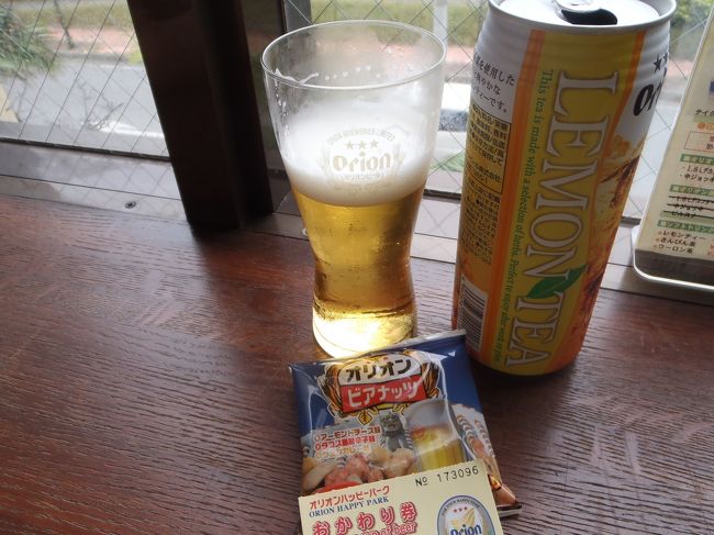 見学後　オリオンビールの試飲。ただビールは旨い。