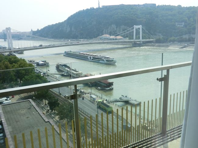 これが、部屋からの眺めです。エリザベート橋はよく見えます。