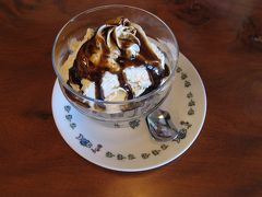 暑くてヘトヘトなので、ヤシの木というカフェによって、黒糖サンデーを食べる。