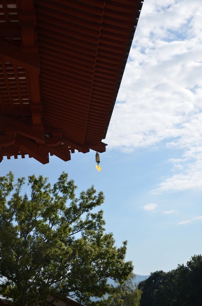 金色に輝く「風鐸」が見えます。