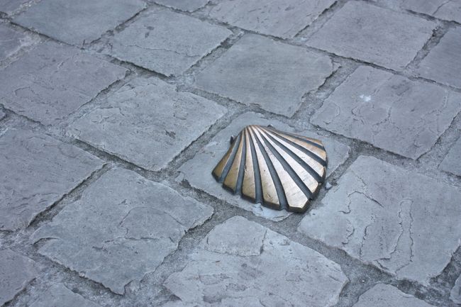 ぼーっと写真を撮り続けていたら、いきなりつまづいた！なに！と思って足元を見たらこんなものが。家に帰って母親に聞いたところ、巡礼者の道しるべのよう。知らなかった〜