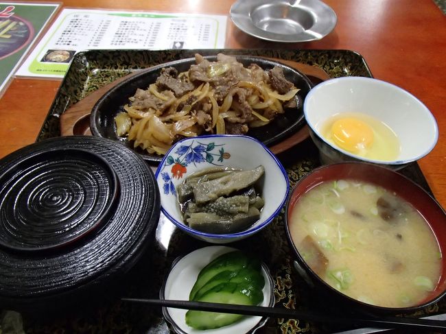 十和田湖の湖畔、奥入瀬渓流沿いをドライブして、本日の宿へ。奥入瀬渓流は細い道に、観光バスや一般車がところどころ駐車していて、運転しにくかったです。<br />宿は素泊まり予約のため、夕食は1Fのお店で。B級グルメの和牛バラ焼き定食（９８０円）を注文しました。量が多いかなっと思いましたが、美味しくて、完食しました。<br /><br />宿：ドライブイン民宿　桂月 <br />場所：青森県十和田市法量焼山64-263 <br />素泊まり<br /><br />15：00　七滝　発　（約45km）<br />　　　　紫明亭展望休憩所<br />17：00頃　宿　着