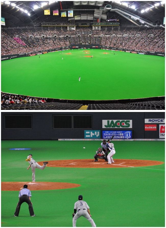 ③球場に入り外野席近くに行くと<br /><br />　床が揺れている！？稲葉ジャンプだぁー<br /><br />　Yahoo の調査で地元球団での人気度で<br />　<br />　東　 京→４８％　ジャイアンツ<br />　北海道→７５％　日本ハム<br /><br />　他球団より圧倒的に地元支持を受け愛されてる