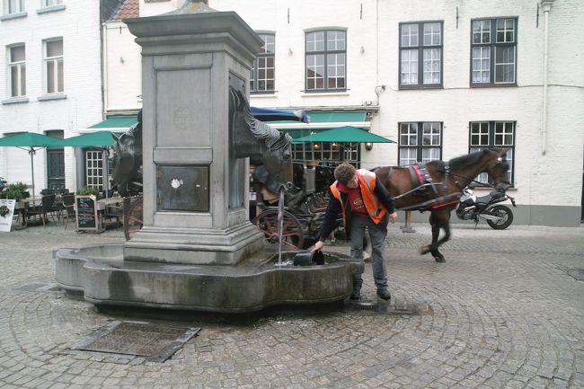 馬車乗り場!!馬の飲むお水飲み場が。