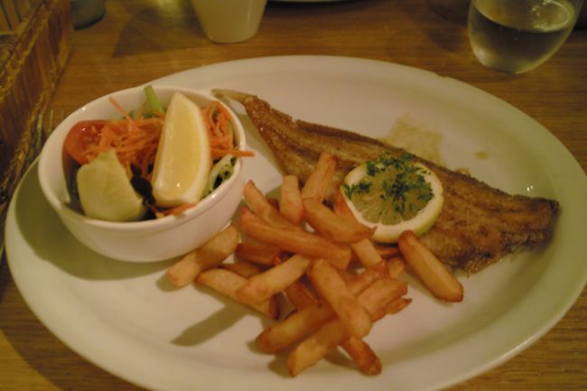 私はウナギのバターソテー。<br /><br />カリッカリに焼けていて美味しかったです!!<br />ここでももちろんフリッツがついてきます。<br /><br /><br />このお店は日本人も多く混んでいます。店の入り口にそんなような事が書いてあったような……<br />ベルギーのレストランではメニューが読めないのが大変だったので、このお店に入ったと思います。<br />英語のメニューがあればいいけど……代表的な料理だけを写真のメニューで選ぶのはちょっとさびしい…でもオランダ語はちんぷんかんぷんだし……