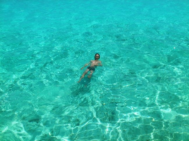 部屋から海に飛び込むと、こんな感じです。<br /><br />でも、思いのほか魚はいません。珊瑚が破壊されていて、残念です。<br />潮の流れがきついので天候の悪い日は要注意で！とは言ってもリーフ内でのことですので、ホテルのエリアから出てしまうことはありません。