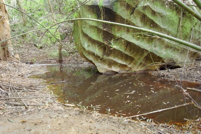 巨大な石、その下の池はマダガスカルの形に似ているらしい