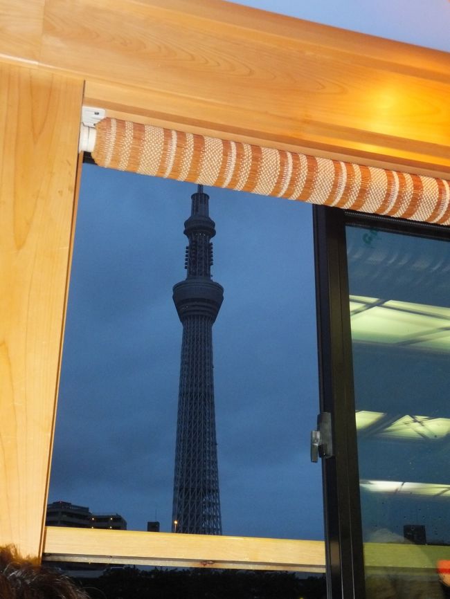 スカイツリーを眺めながらのお食事