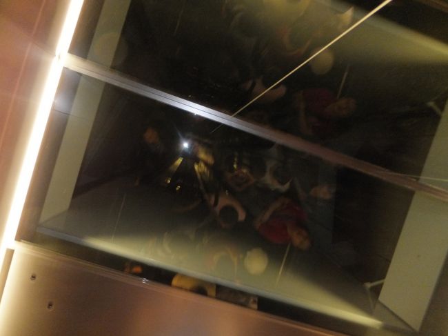 天井がスケルトンのエレベーター