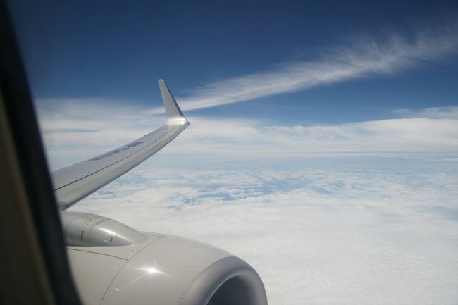 機内は空いていて隣がいなかったのでゆっくりとくつろげそう。前に座っている女の子が元気で、楽しそうに遊んでいました。 <br /><br />