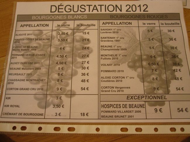 分かりにくいですが、コルトンのグランクリュが、９ユーロで頂けます。