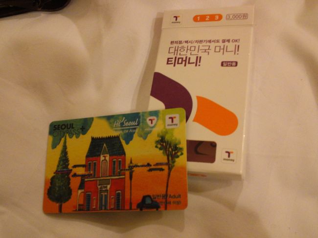 仁川空港からソウル駅まで電車で行きました。<br />地下鉄に乗る前に、スイカのようなカードを購入♪<br /><br />気分はさながら現地の人！<br /><br />このまま眠ってはもったいないと東大門に向かうも、深夜の１人歩きですのでちょっと警戒してカメラを出さず、ソウルっ子のふりをしてDootaだけ冷かして帰ってきました。