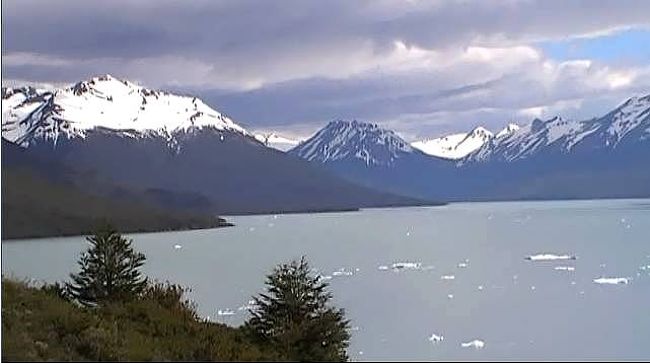 氷河観光船に乗るために船乗り場へ向かう。氷河のかけらがあちこちに浮かんでいた。