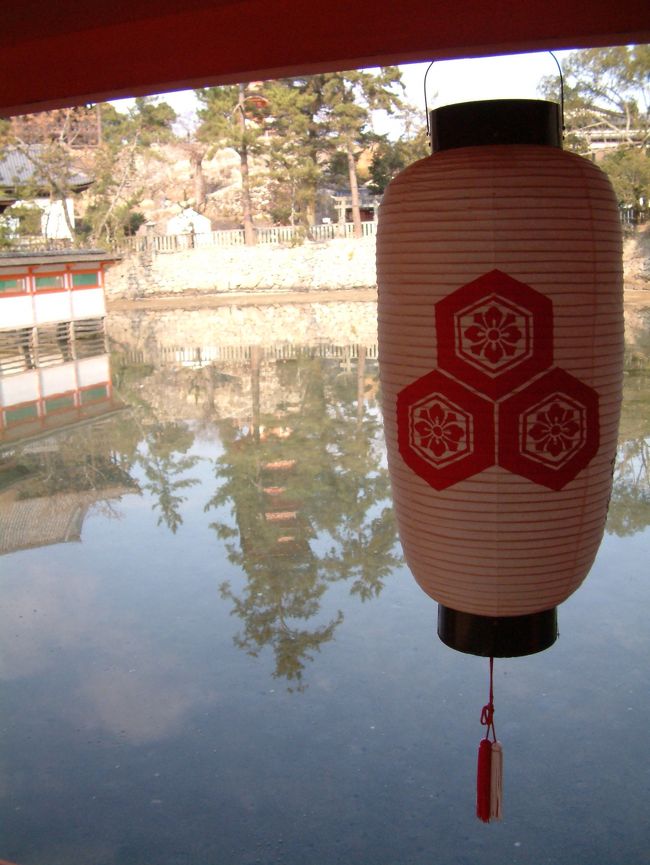 五重塔が水面に映っている。