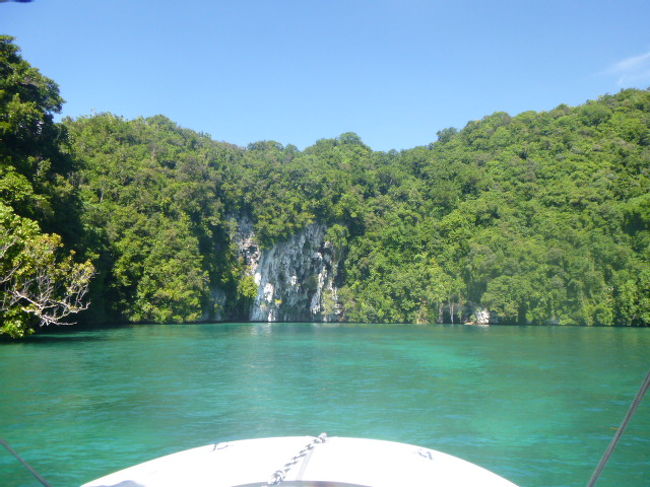 （水上から見学）<br />マングローブの群生、パラオの植物、水没しているゼロ戦、旧日本軍が格納庫としていた洞窟、古代パラオ人が描いた壁画、白い壁などをボート遊覧。英語だったが、ひとつひとつ丁寧な説明だった。