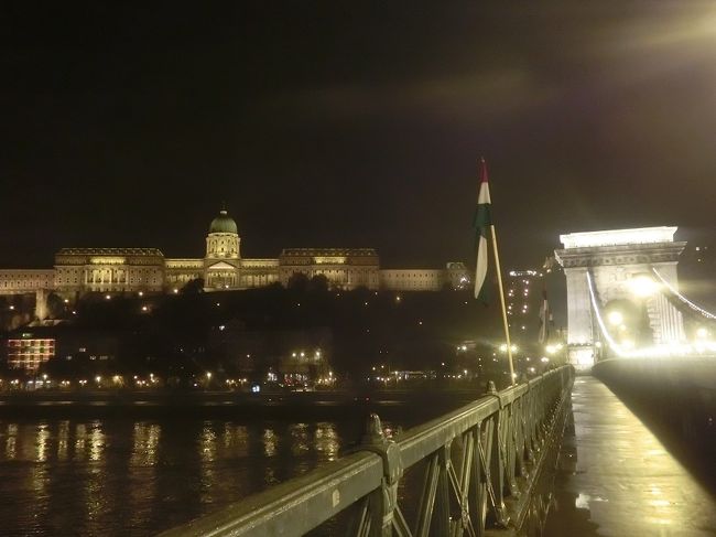 腹ごなしにちょっと夜の町を歩きます。鎖橋を渡ってみました。<br />王宮が見えます。