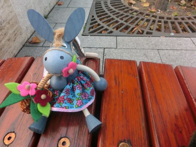 市場で買ったチビ用のロバの飾り。すぐに壊されそう(汗)