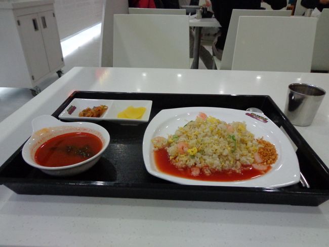 搭乗まで時間があったので，フードコートで中華のランチを。辛い物が大好きなのですが，フライト中に腹痛を起こしても困るので，ここは韓国料理は我慢我慢。