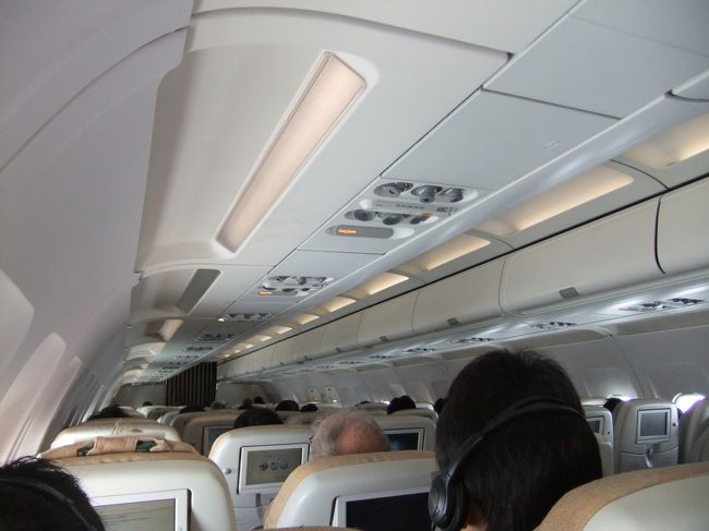 1時間ほどアブダビ空港内をウロウロ。<br /><br />再び飛行機へ。やっとトルコ行けます！アブダビあばよ！<br /><br />今度はちっさい飛行機でした。３-３のシートでした。<br /><br />