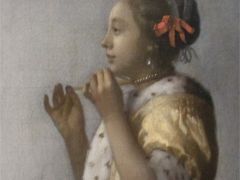 ベルリン絵画館にて、フェルメール（1632-1675）「真珠の首飾りの女」