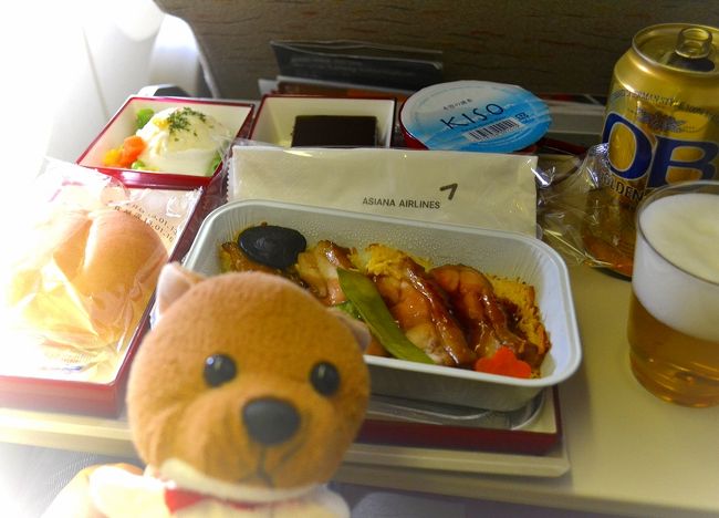 機内食は、鶏の照り焼き丼！<br /><br />ご飯の炊き方も、鶏の味もいい！<br />パンも美味しいワン！<br />