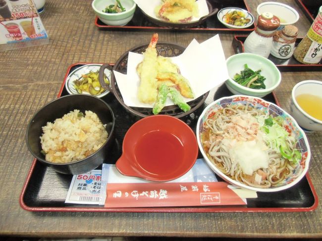 武生　越前そばの里<br />天ぷらの揚げたてが出て　美味しかった〜<br />蕎麦もおろし大根がのってよかったよ