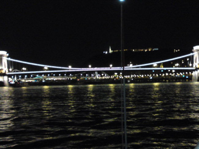 ドナウ川ナイトクルーズ<br />デッキはとても寒いです。<br />ユ○ク△のダウン着てて良かったです。