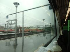 その復興号は曇天というかちょっと雨の降っている中、七堵駅を通過。車両区併設なんですね。そしてこの駅は結構大きいのですが、この臨時復興号は停車駅がめちゃくちゃ少ない速達タイプ。普通の自強号よりもはやい（笑）！　ガンガン通過します。