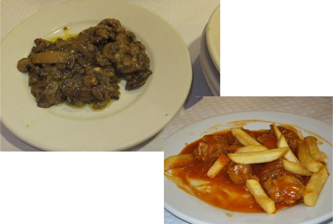 名前は分りませんが、左の料理はなすやキノコ類？の炒め物でニンニクがきいて美味しかったです。<br />右はチキンのトマト煮のような感じ。