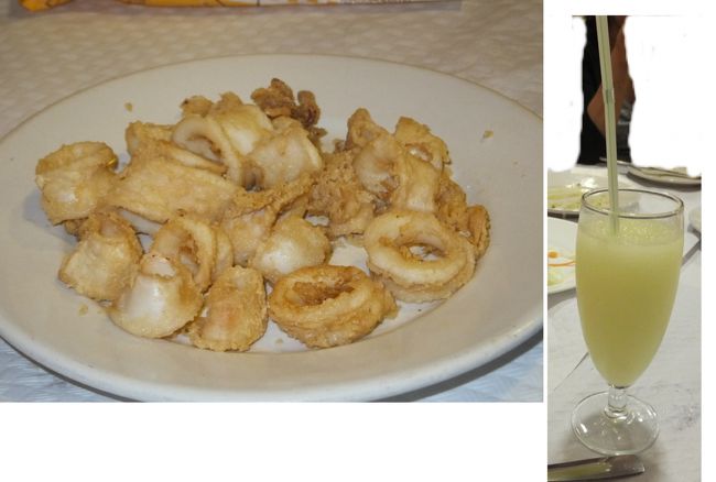 イカリングがとても柔らかかったです。<br /><br />レモンのスムージーみたいなもの。