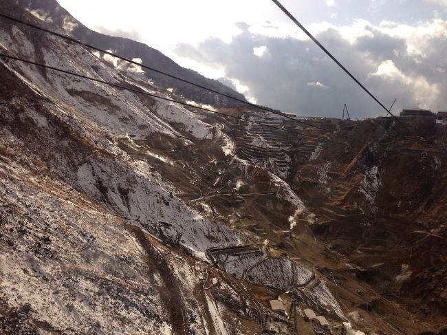 ケーブルカーで大涌谷へ。黒玉子いただきました