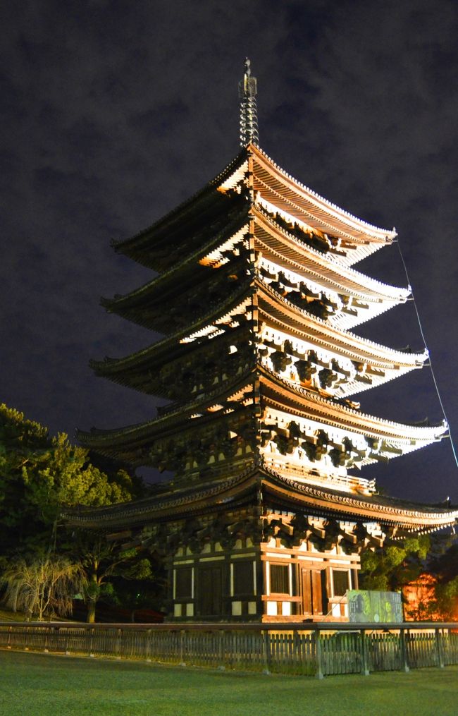 最後に『興福寺』にやってきました。<br />「五重塔」がライトアップされてきれいです〜〜