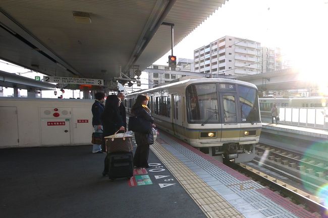 1618発大和路快速大阪行き．4両編成で到着し