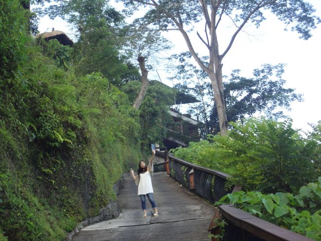 かなり急な坂で下のヴィラの人たちはホテルのミニカーみたいな乗り物で移動していました。<br />私たちは頑張って歩いた〜。