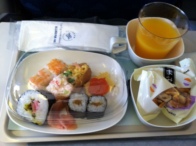 機内食も楽しみの１つ。やや少なめ？でも今後を考えるとちょうどいい量です。