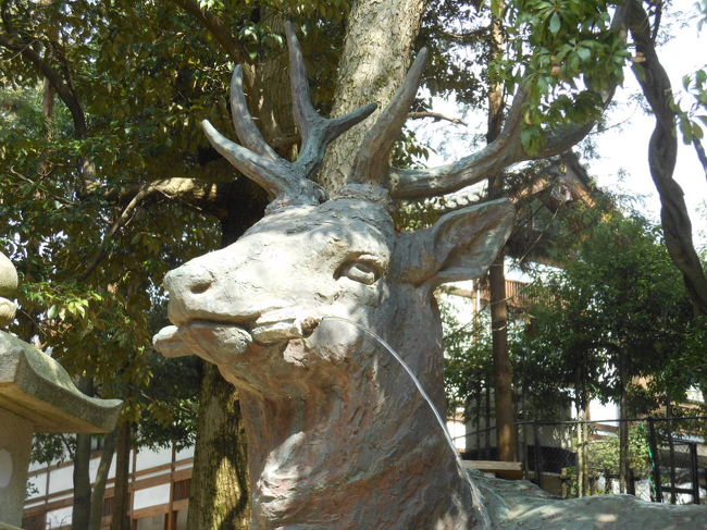 手水洗い<br />鹿が咥えた巻物から水が<br /><br />大原野神社よりデカイ　！<br />