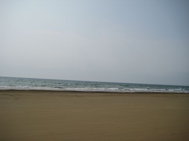 その後、日本海を臨む砂浜へ。<br />一見、ふつうの砂浜ですが・・・？
