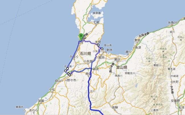 今回の旅行のルートです。<br />いつも通りのマイカーの旅。<br /><br />富山・氷見市から、能登半島を横断して石川・羽咋市へ。<br />その後南下して金沢市へ行きました。<br />東海北陸自動車道のおかげで、富山が近くなりました。<br /><br />早朝、愛知を出発、ひたすら北上して富山へ。<br />タイミングの合わなかった絶景ポイントと、鮮度抜群のお刺身を堪能した後は、石川県へ向かいますっ！<br />今回の旅行のメイン・ＵＦＯの町羽咋市へっ！<br />「ＵＦＯと宇宙の博物館」があるというので行って来ました☆<br />このＢ級スポットな響きに期待大(笑)<br />ここが今回の旅行のメインと言っても過言ではありません〜<br /><br />---------------------------------------<br />　　　本物に遭える宇宙科学博物館<br />　　　　　　コスモアイル羽咋<br />能登半島にこんなすごい施設があるんです<br />---------------------------------------<br />パンフレットの表紙より…。<br />自分で「すごい」って言っちゃってますけど。<br />日本でＮＡＳＡの協力施設といえば、つくばのＪＡＸＡでないの？？「本物」ってほんとに？？<br />ホームページを見るほどにうさんくさ･･･ｲﾛｲﾛ疑問が沸いてくるのですが、まぁ面白そうなトコには違いないのです。<br /><br />【能登半島ＵＦＯの町にある宇宙科学博物館】<br />　　　　　　コスモアイル羽咋<br />http://www.hakui.ne.jp/ufo/<br />ＵＦＯの町って･･･URLも↑↑コレですからね。公式に、羽咋市はＵＦＯの町なのですね。。。