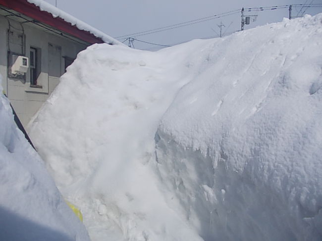 出発は和寒町からとなります。この日から4月。四月とは思えない、嘘みたいな積雪がまだ家の前に残っていました。エープリルフールではありませんよ（汗）。