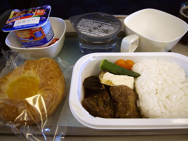 早朝便なので旦那様に送ってもらう。<br />空港につくと前乗りしてベンチで寝ている人もたくさん。<br /><br />旦那さんに迷惑かけるのも悪いから今度からはそうしよう。<br /><br />6:10羽田発<br />8:35仁川着<br /><br />仁川からA-Rexに乗りソウル駅からシャトルバスでホテルへ<br />まだチェックインできないのでいったん荷物を預けてお昼ご飯。