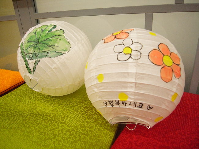 まずはちょうちんの絵付け体験。