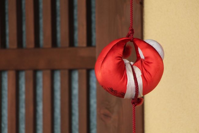 今御門町で見かけた身代わり猿。<br /><br />身代わり猿を吊るのは、『猿が毛繕いをしている姿が、悪病や災難を連れてくると言われる「三尸（さんし）の虫」を取って食べているように見えたので、「三尸の虫」は恐れをなして逃げてしまった』という言い伝えから、悪病や災難を封じるおまじないとして吊っているそうです。