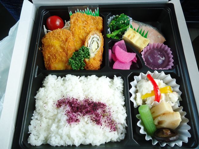 お昼もお弁当です。<br /><br />寒いからバスの中で食べます。